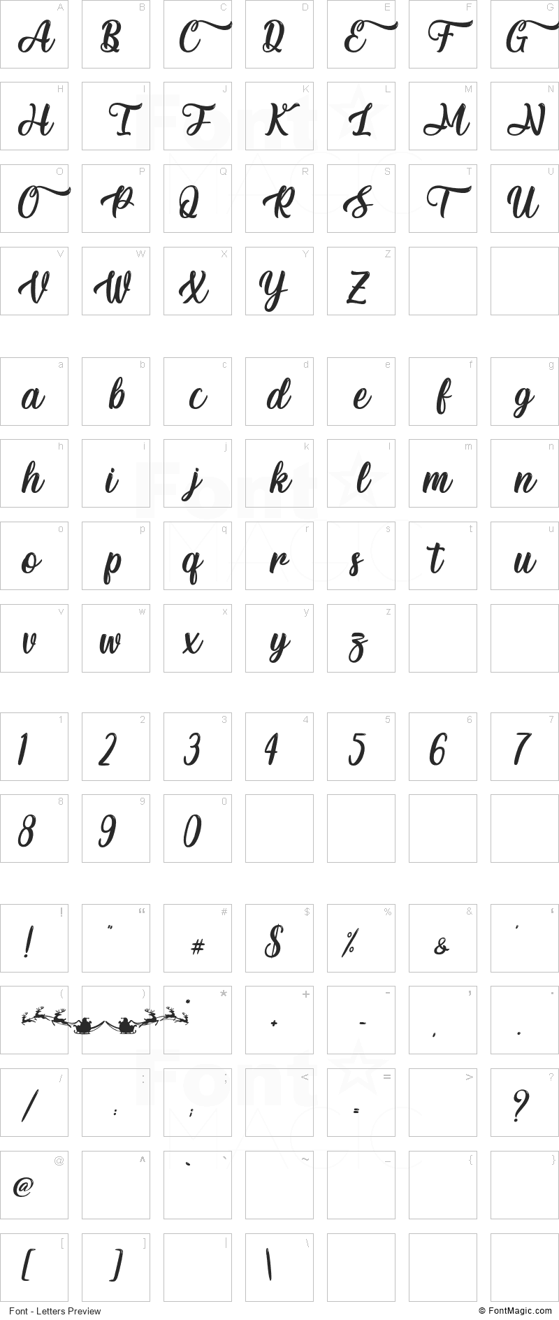 Christmas Squad Font - All Latters Preview Chart